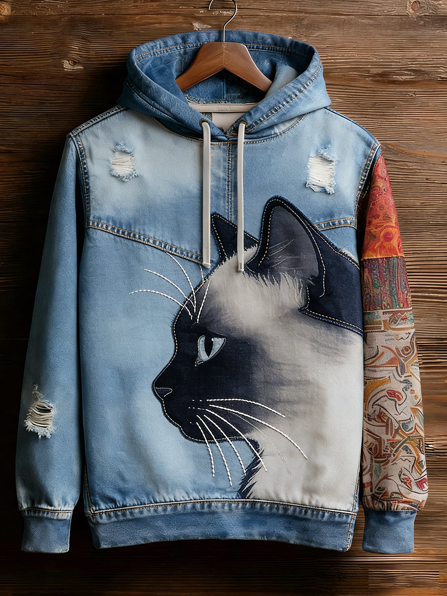 Unisex Retro Animal Art Imprimir Camisola Casual confortável