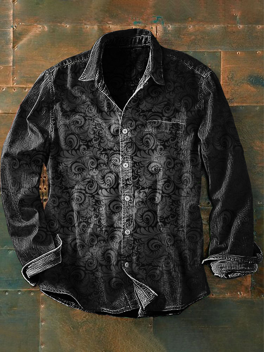 Punk Vintage arte gótica impressão Casual manga longa camisa do homens