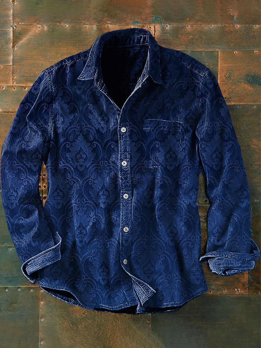 Unisex masculino gótico Vintage Perris padrões impressão Casual camisa de manga longa