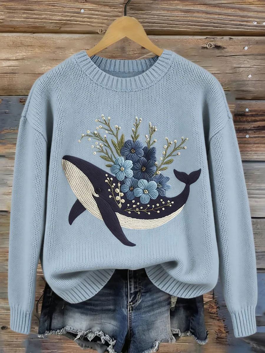 Moletom casual do oceano Animal Print feminino