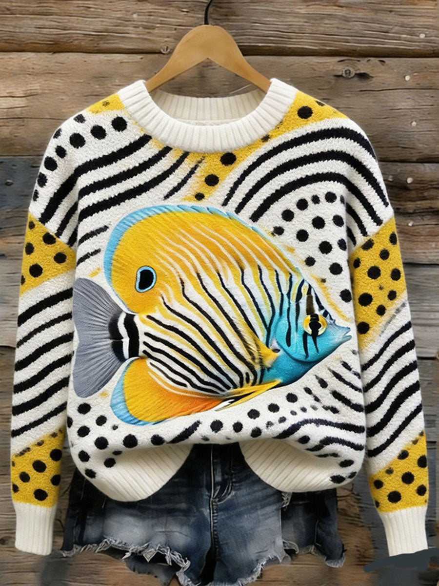 Moletom casual do oceano Animal Print feminino