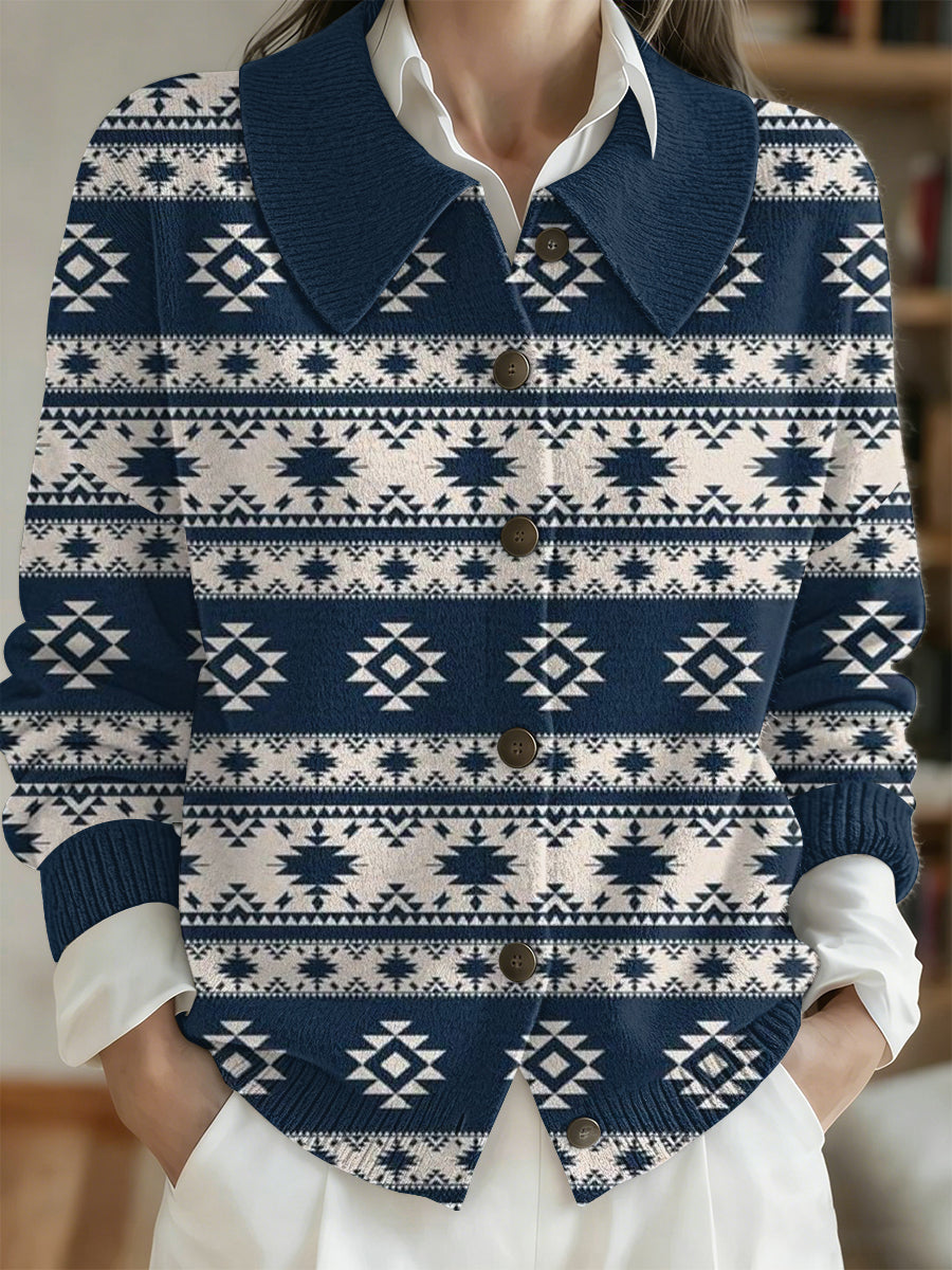 Women's Vintage Western Print Cardigan