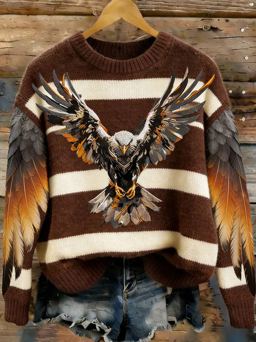 Camisola Casual Eagle Print das mulheres