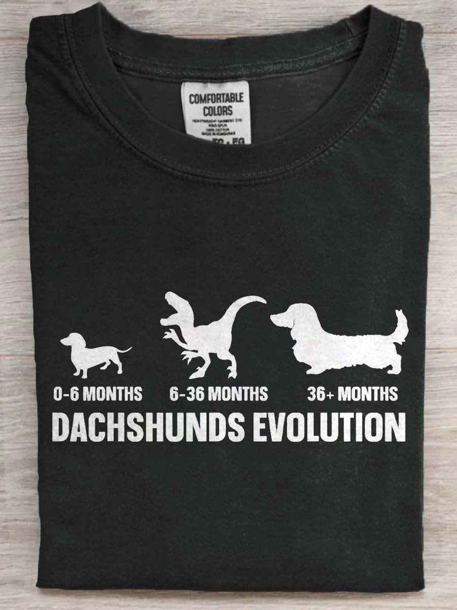 Abstrato Dachshund Evolution Imprimir Casual de manga curta T-shirt