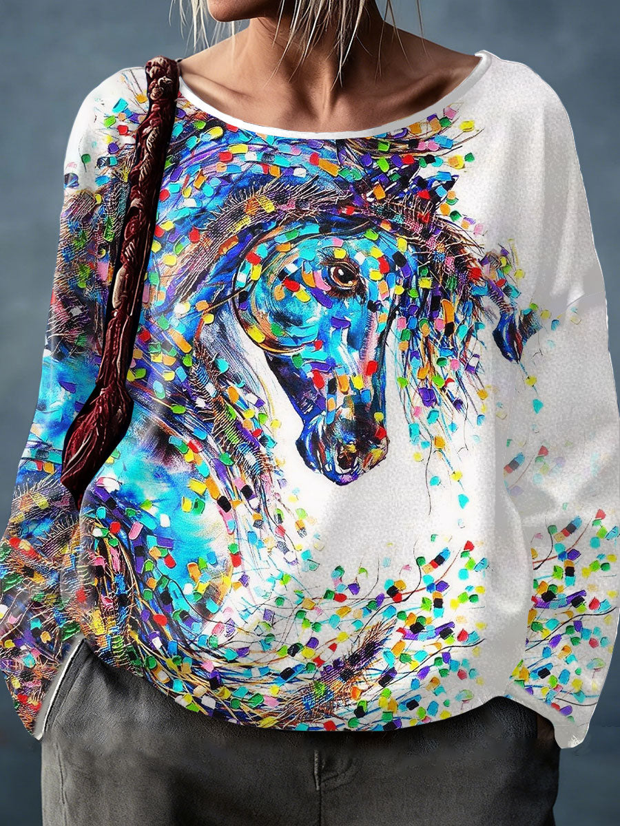 Cavalos das mulheres arte impressa tops