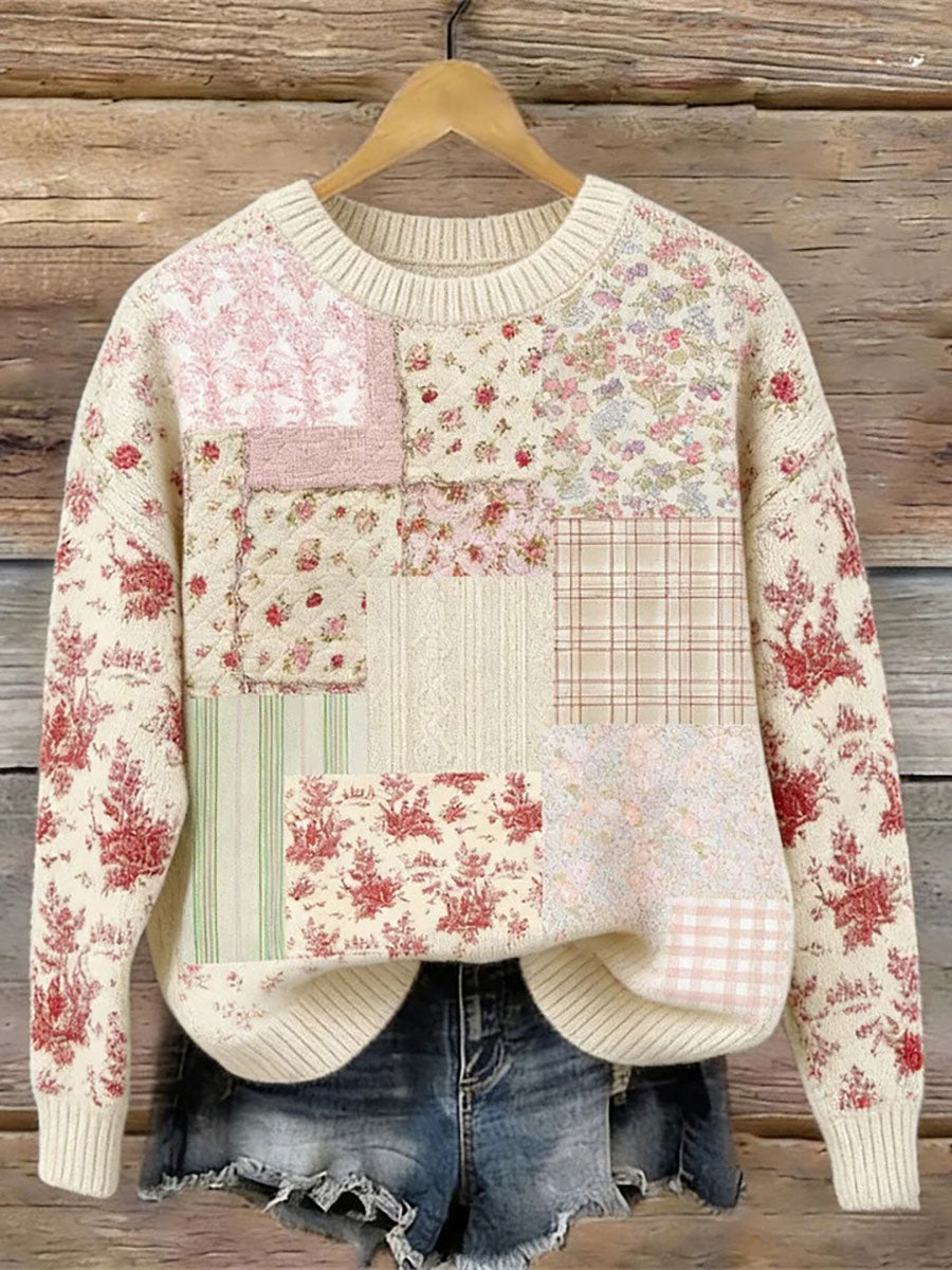 Camisola casual de impressão floral feminina