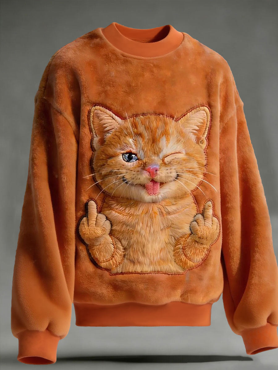 Gato bonito engraçado arte impressão Casual flanela moletom masculino