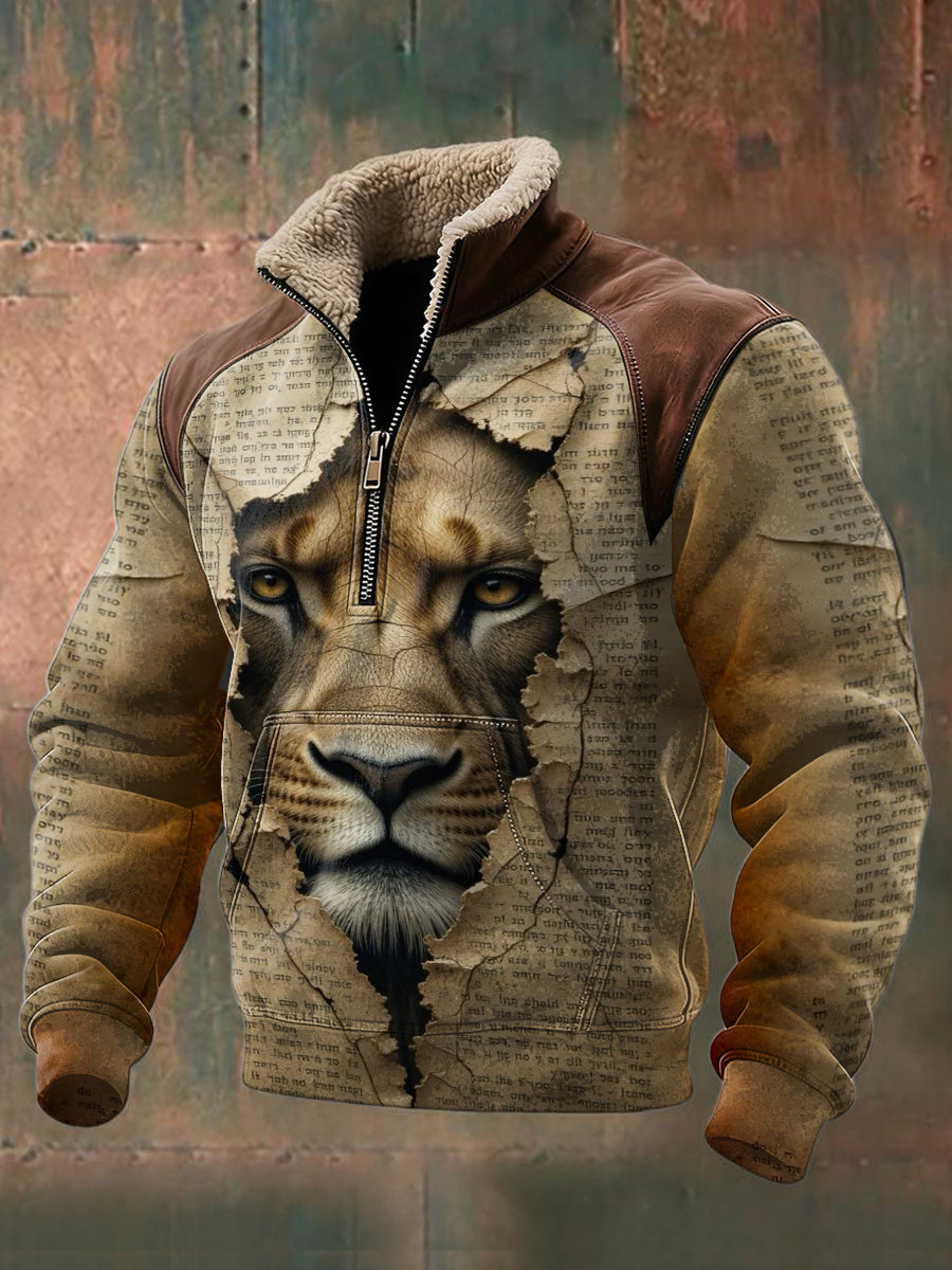 Camisola do Patchwork do inverno impressão Vintage masculino