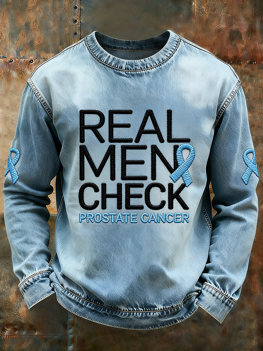 Câncer de próstata masculino impresso manga comprida moletom redondo pescoço