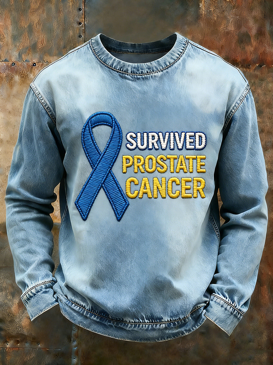 Câncer de próstata masculino impresso manga comprida moletom redondo pescoço
