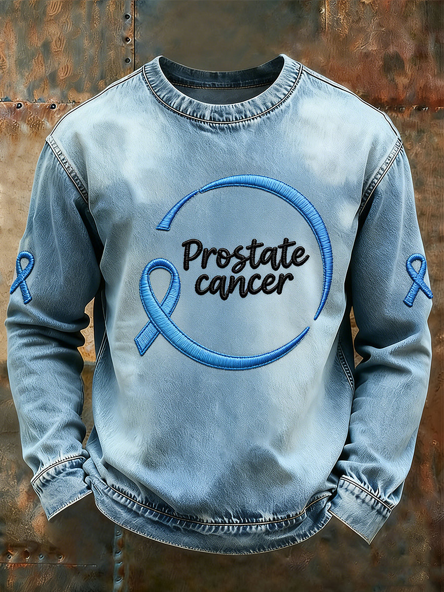 Câncer de próstata masculino impresso manga comprida moletom redondo pescoço
