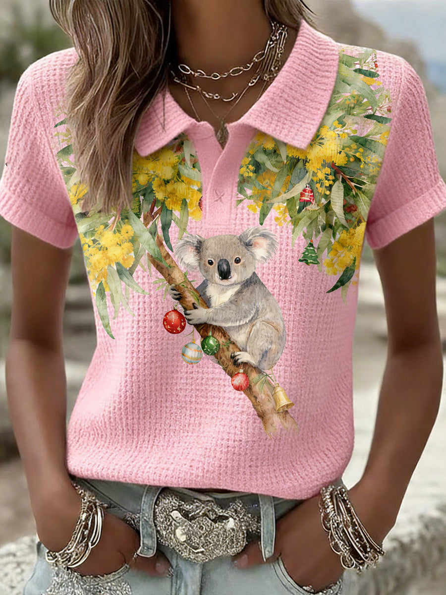 Vintage feminino feliz dia da Austrália bandeira crachá Casual camisa polo de manga curta impressão