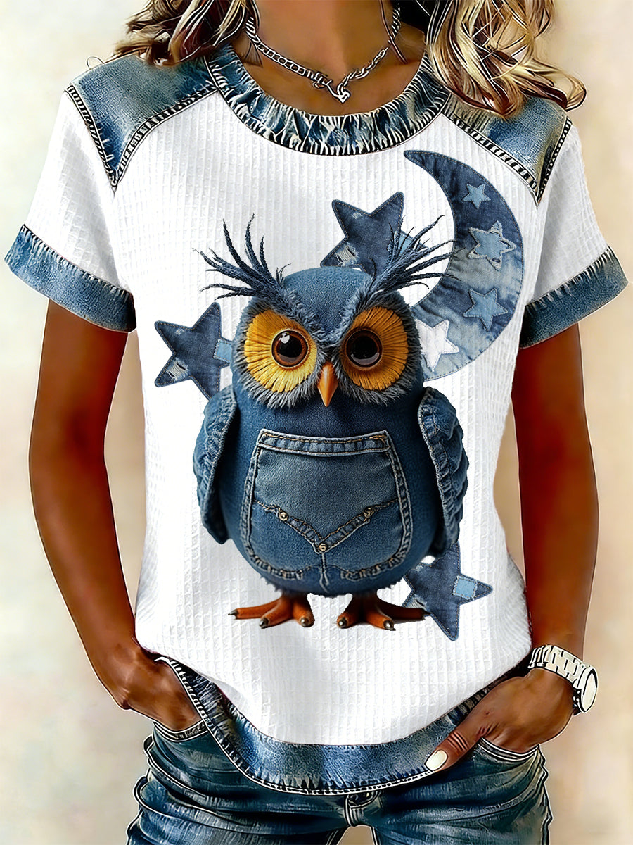 T-shirt de mulher denim animal print