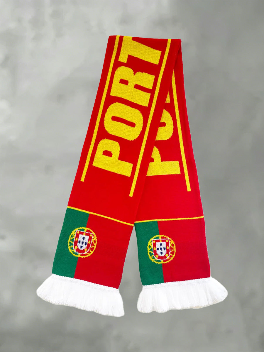 Cachecol de futebol masculino Portugal com design impresso