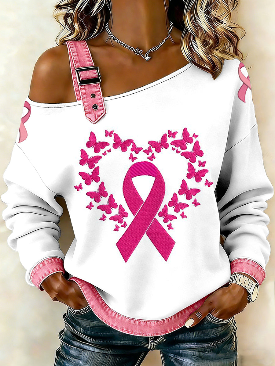 Borboleta do cancro da mama das mulheres imprimiu uma camisola ocasional do Suspender do ombro