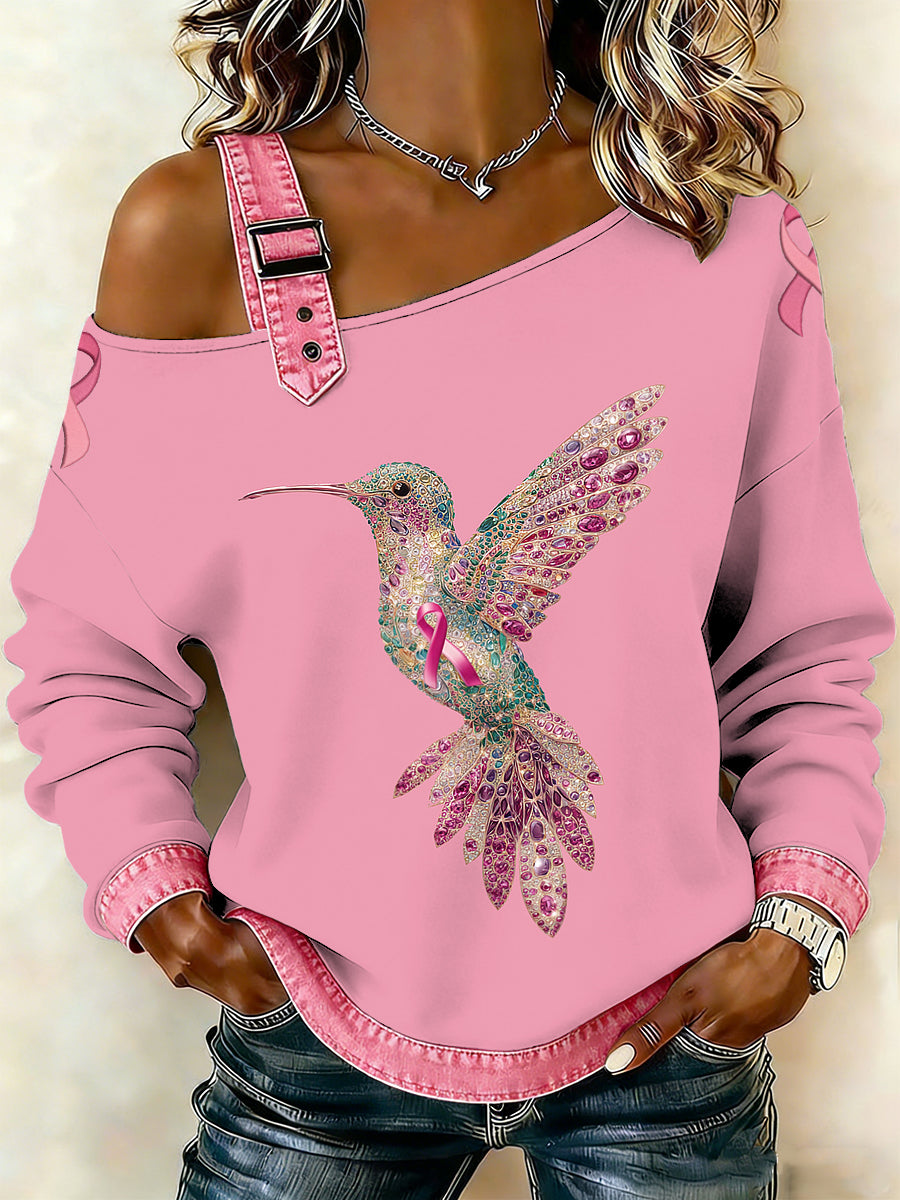 Pássaro do cancro da mama das mulheres imprimiu uma camisola ocasional do Suspender do ombro