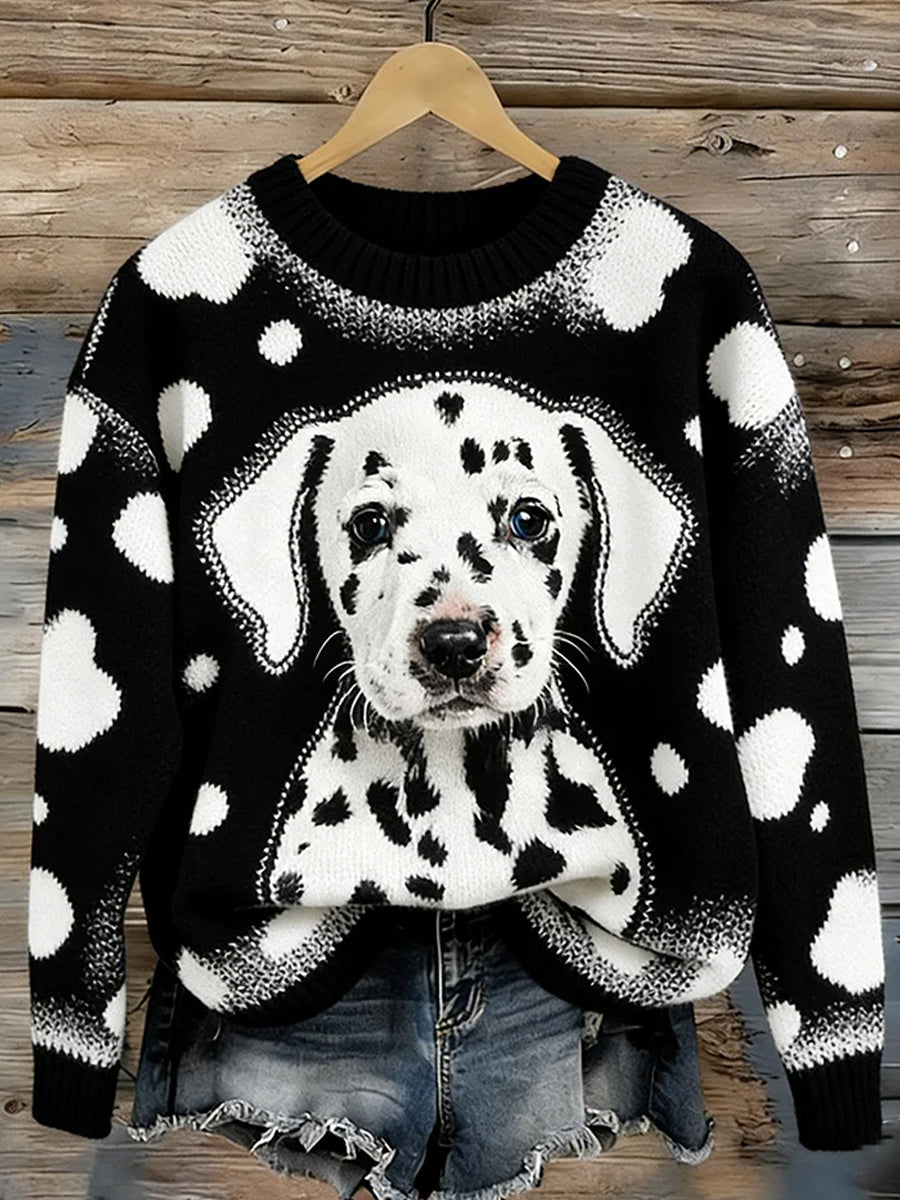 Camisola Casual Conforto Vintage Animal Print do mulheres