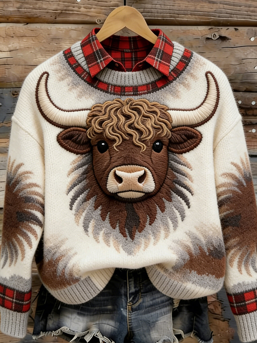 Engraçado Highland vaca arte camisola acolhedora das mulheres