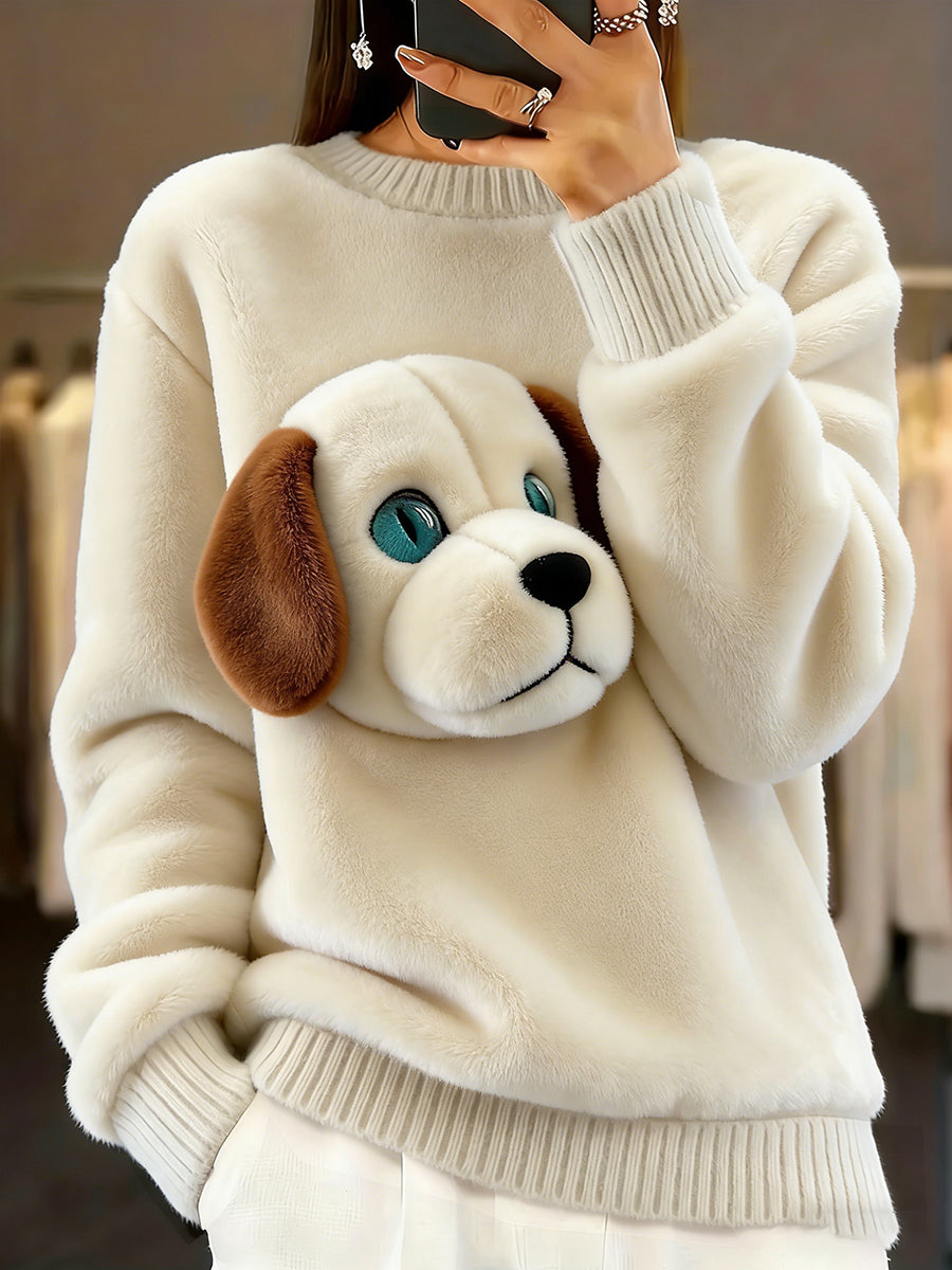 Arte animal retro impressão confortável top de flanela feminino
