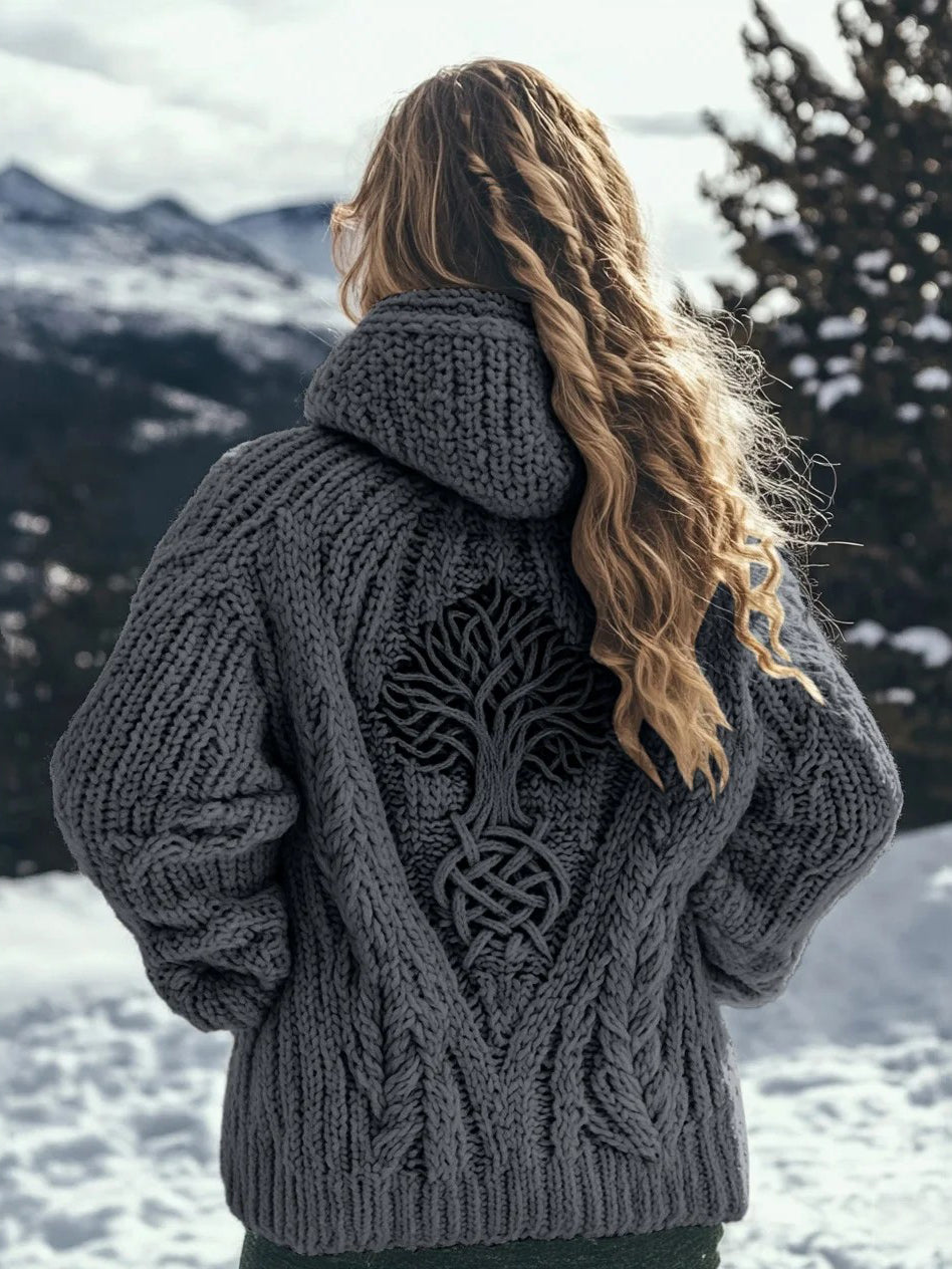 Top com capuz Retro Viking Celtic Knot Árvore da vida Casual feminino