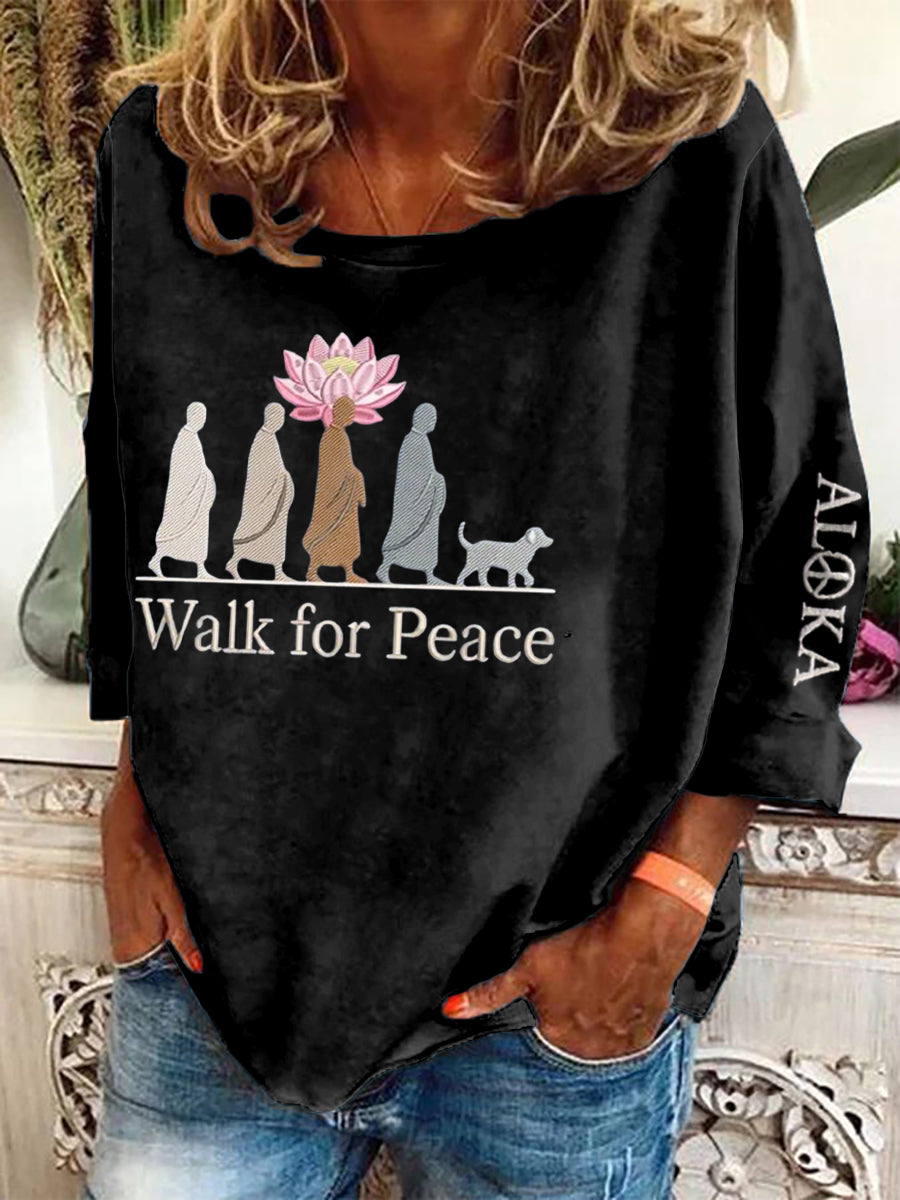 Camisola Walk For Peace Print das mulheres