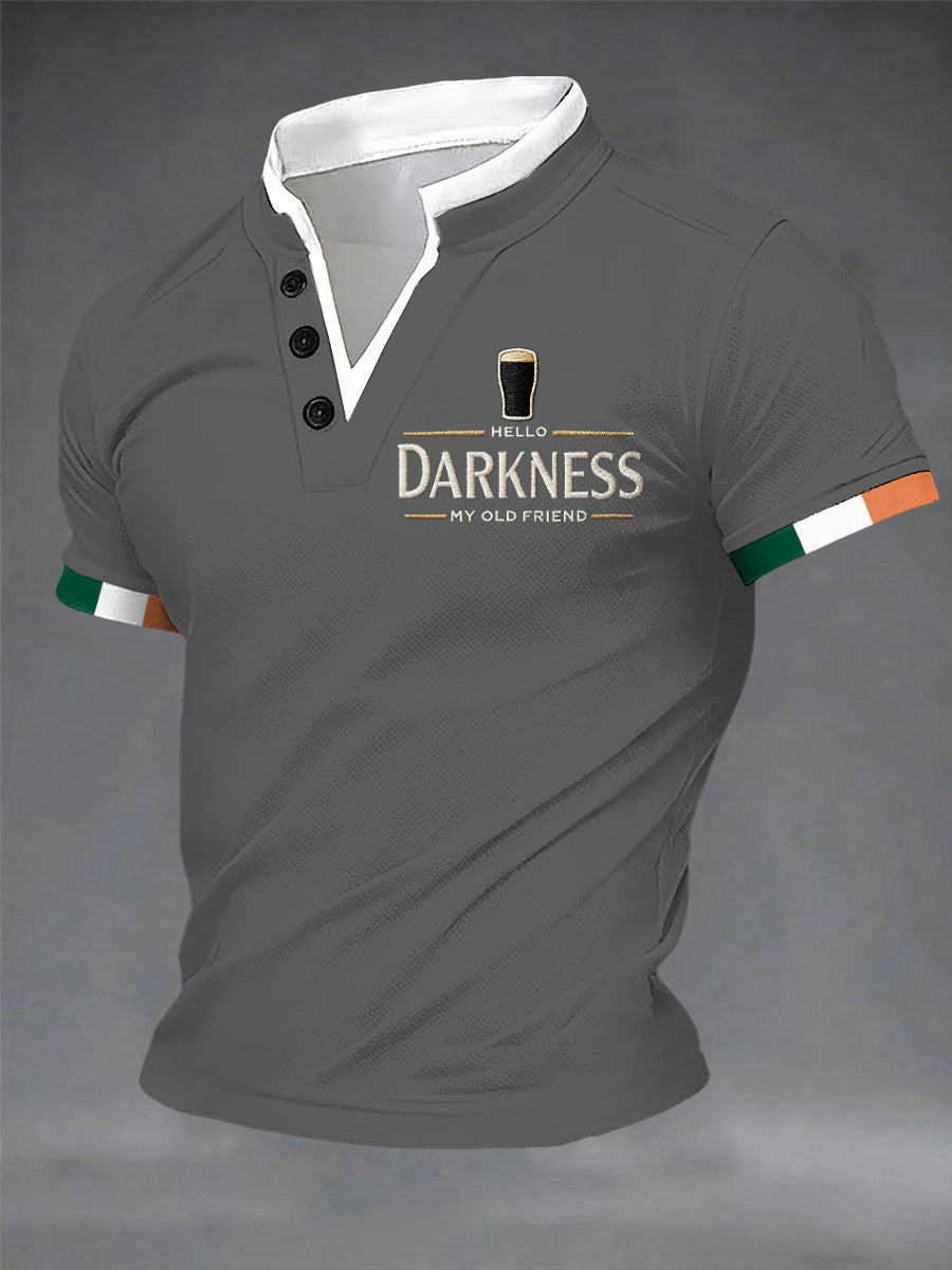 Camiseta Masculina Hello Darkness My Old Friend Double Layer Collar