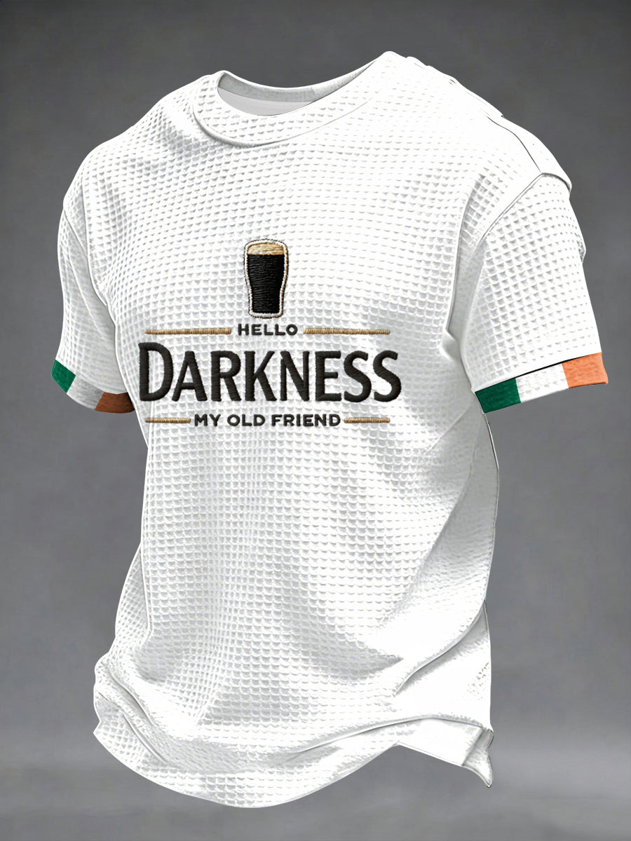 Olá escuridão do homens meu velho amigo waffle mangas curtas t-shirt