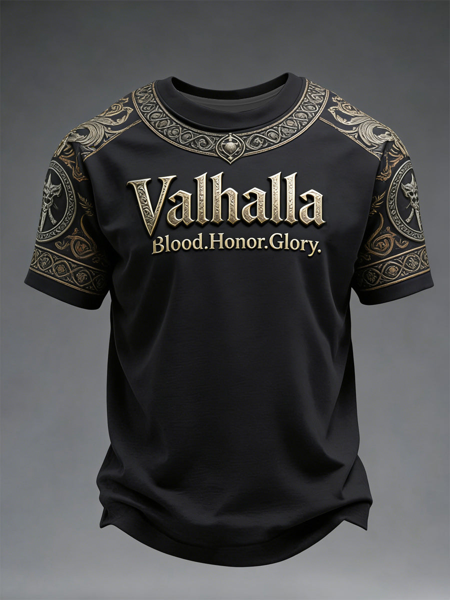 T-shirt impressa de estilo viking masculina