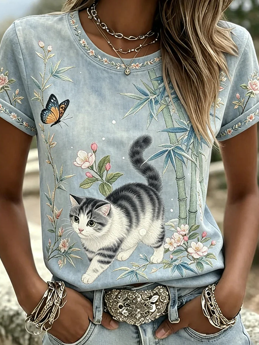 Arte Animal Vintage do mulheres imprime camiseta Casual