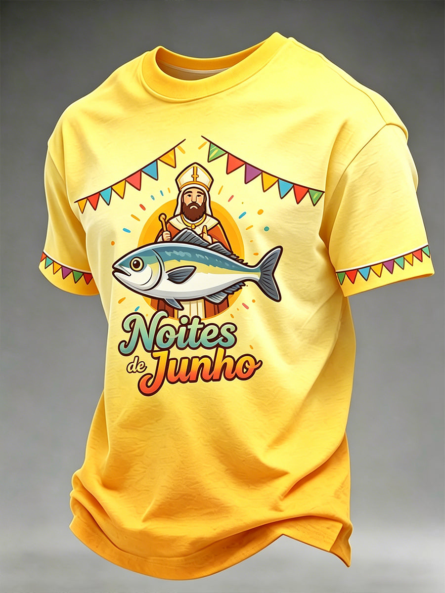 Men's Saints' Day Element Print Casual T-Shirt