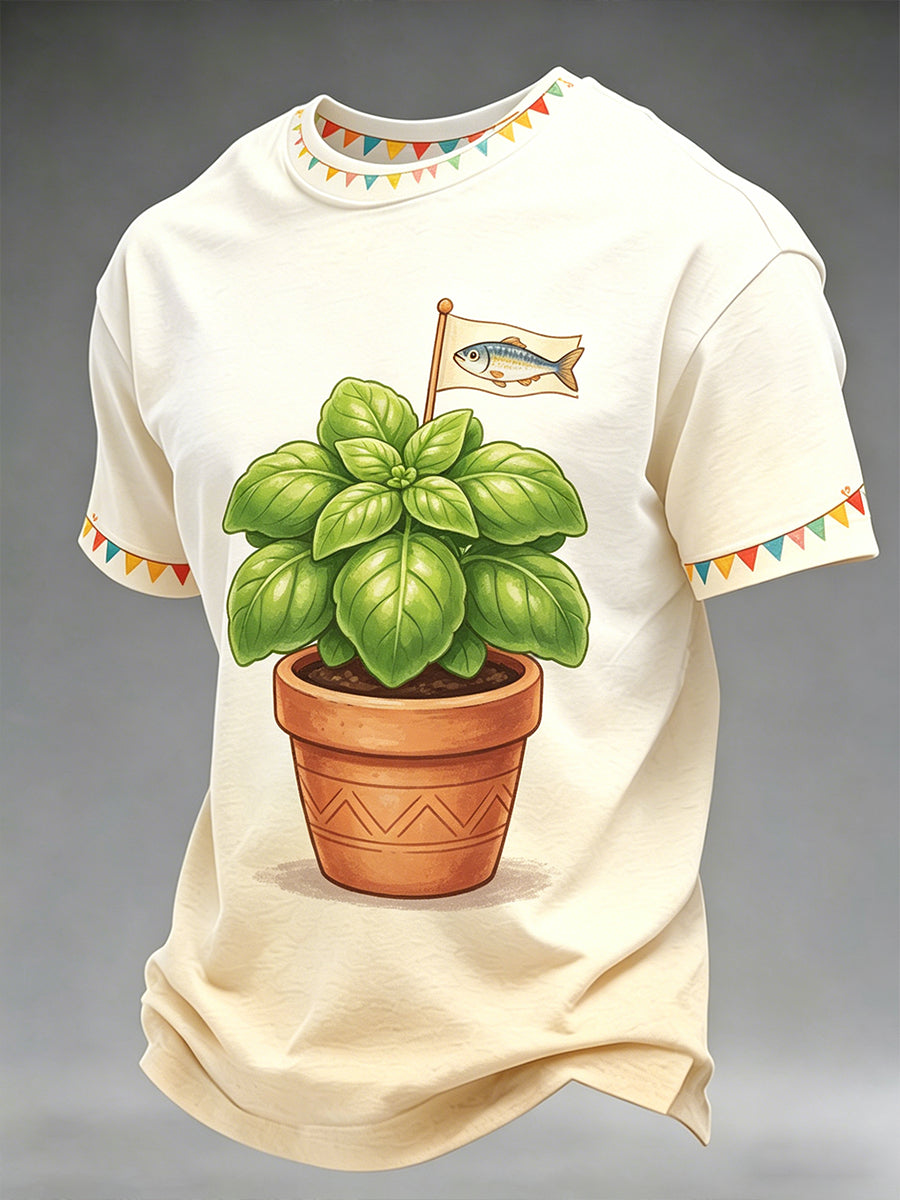 Camiseta casual com estampa de elementos do Dia dos Santos para homens