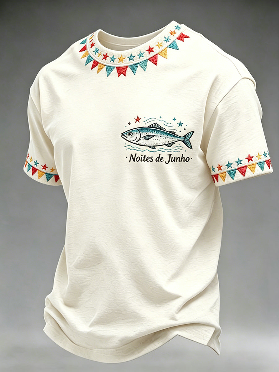 Camiseta casual com estampa de elementos do Dia dos Santos para homens