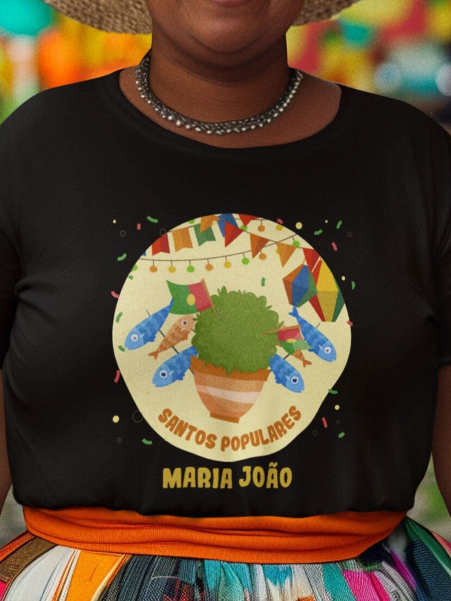 Women's Santos Populares Sardinha Art Impresso Waffle T-shirt