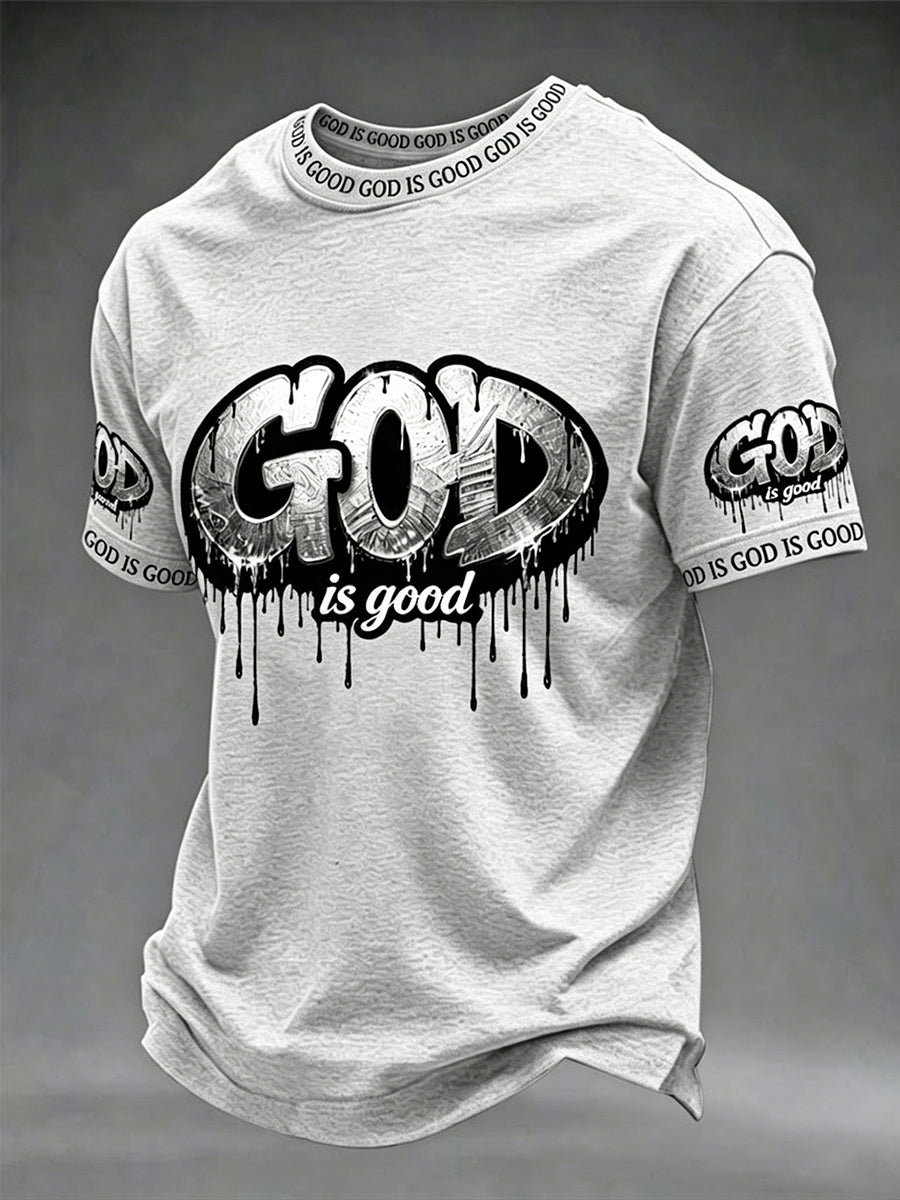 Deus cristão dos homens é bom Cruz manga curta T-shirt