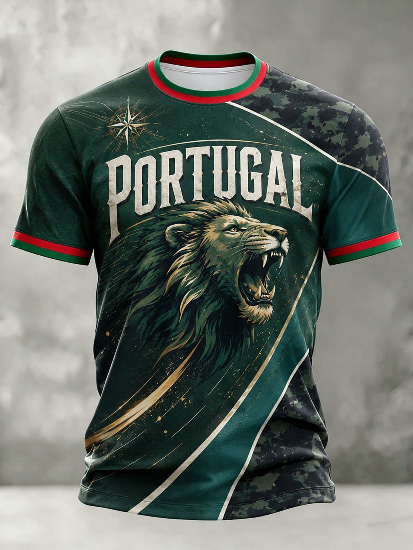 Camiseta com estampa artística de torcida para jogos de futebol da seleção portuguesa masculina
