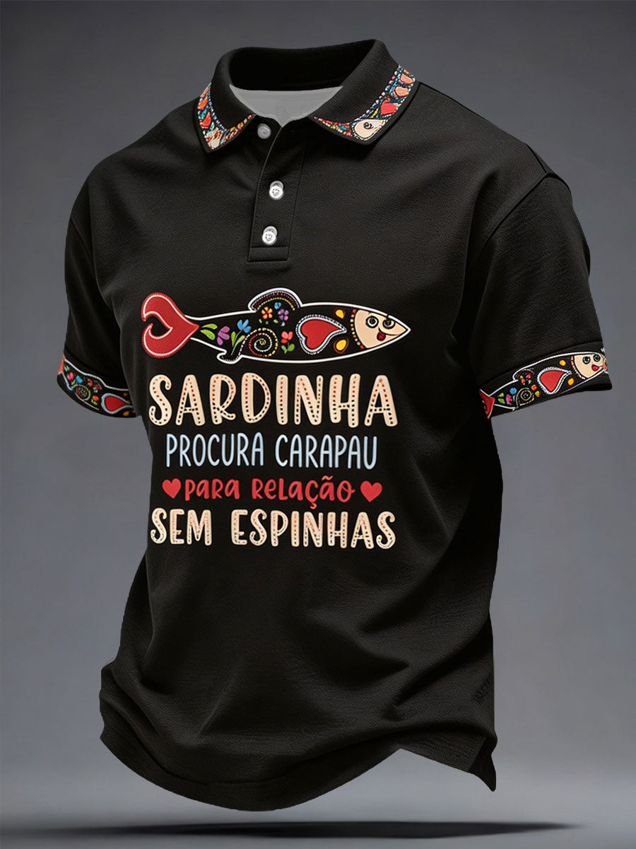 Santos Populares Sardinha dos homens Arte Estampada Casual Tops