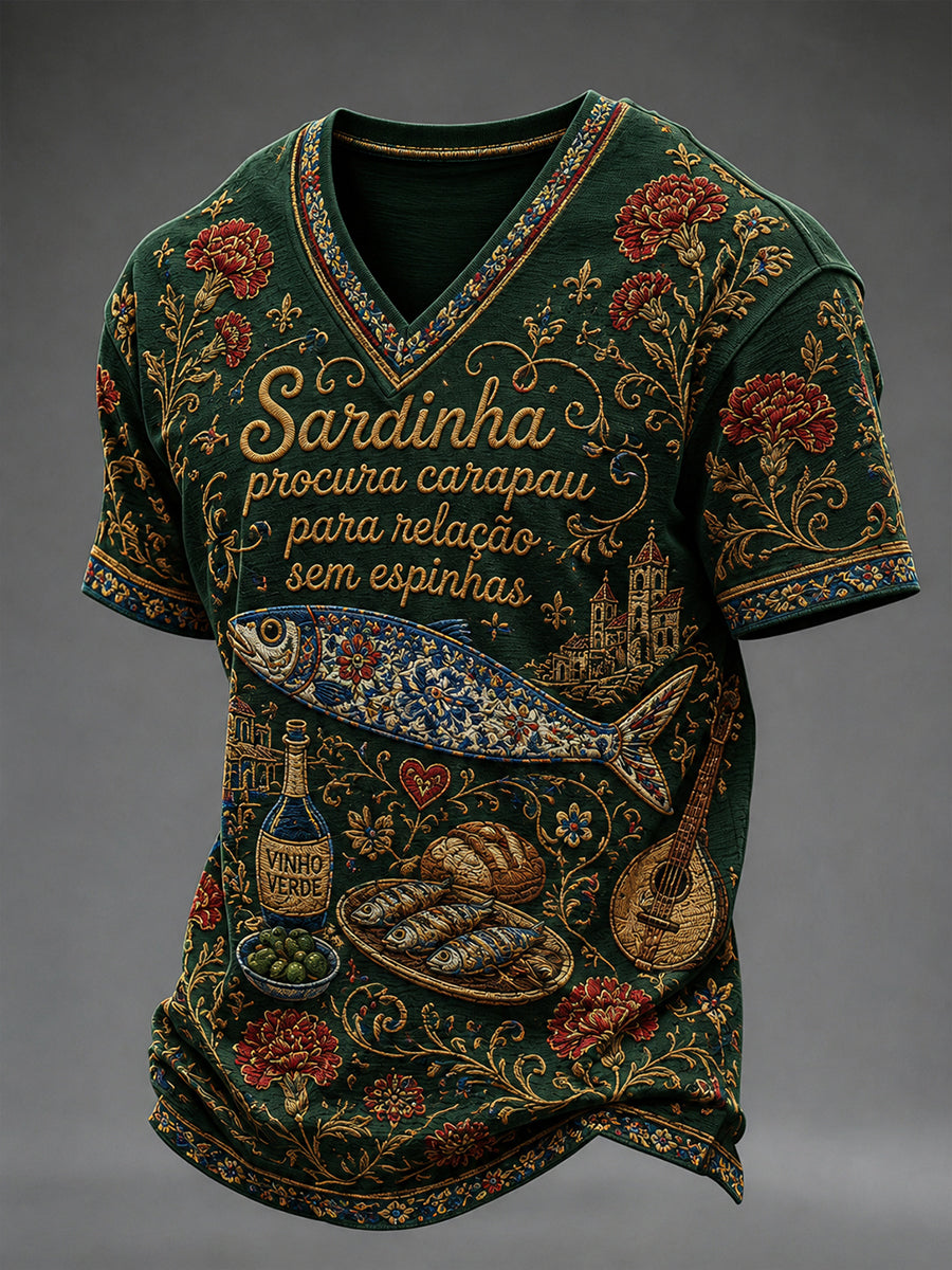 Homem Dia de Santo António de Portugal Camiseta Decote V