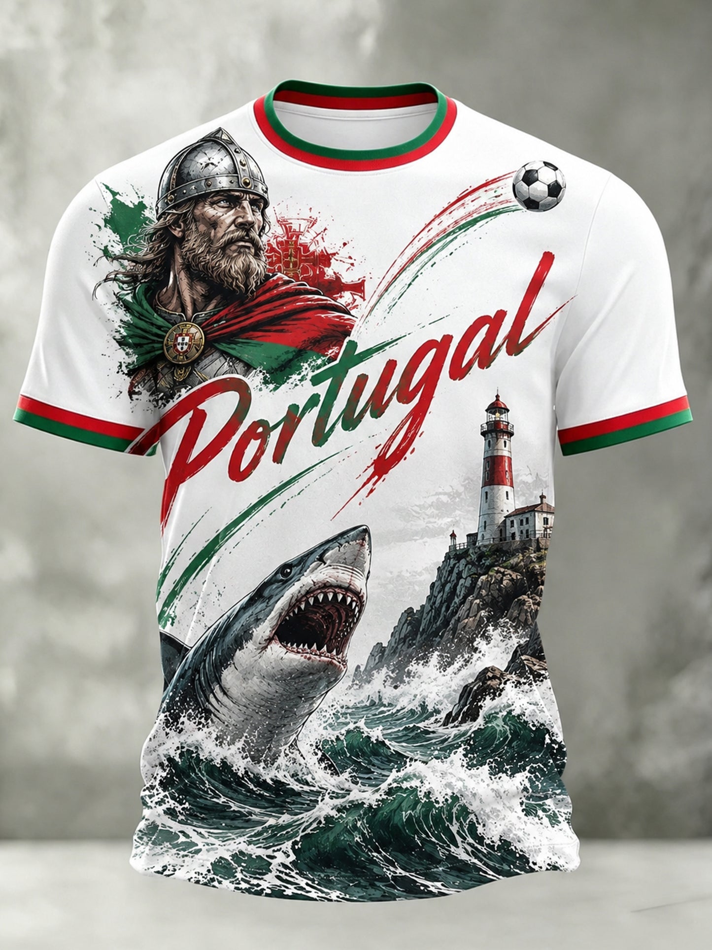 Camiseta com estampa de arte para fãs de futebol de Portugal, masculina