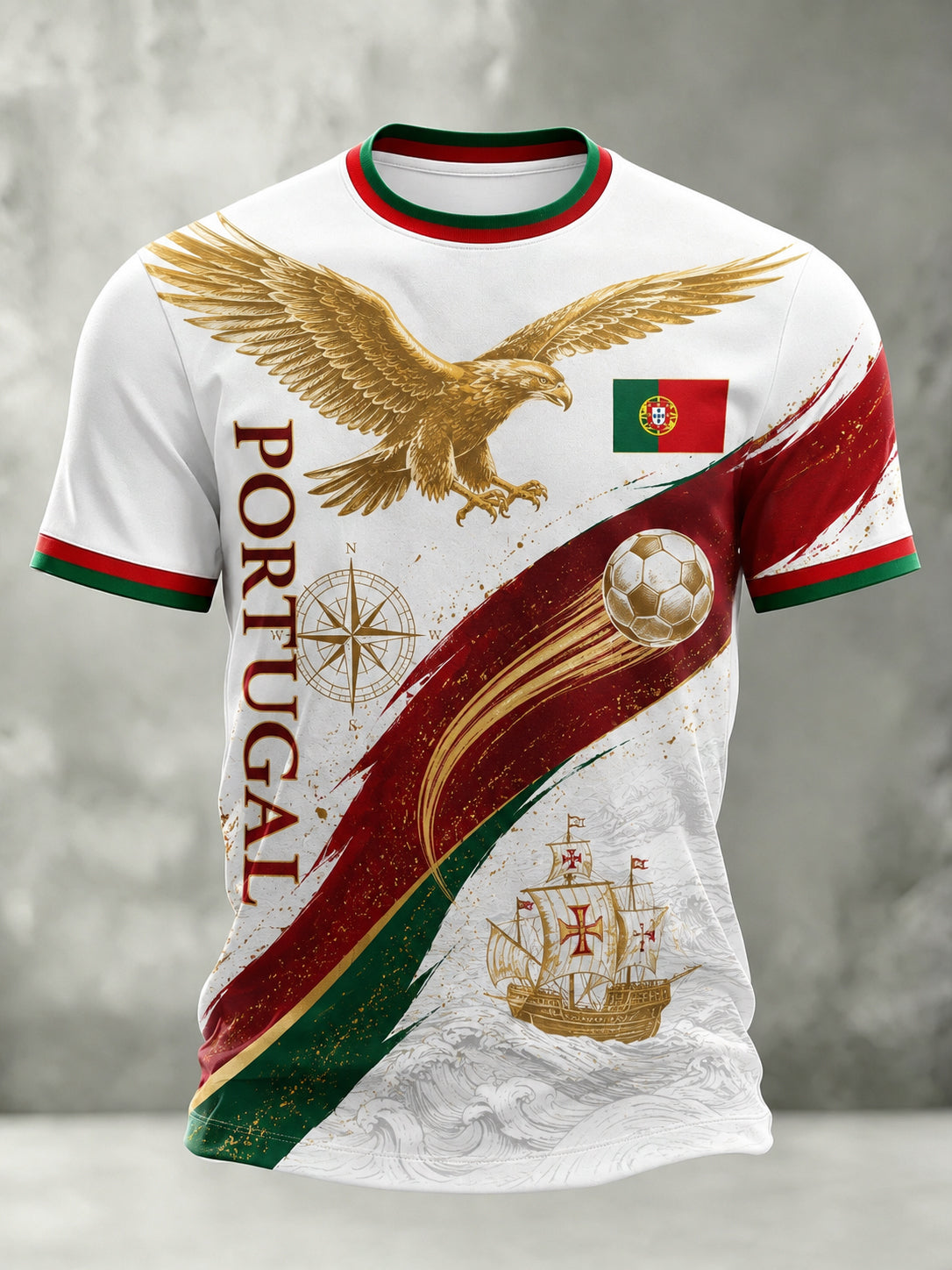 Camiseta com estampa de arte para fãs de futebol de Portugal, masculina