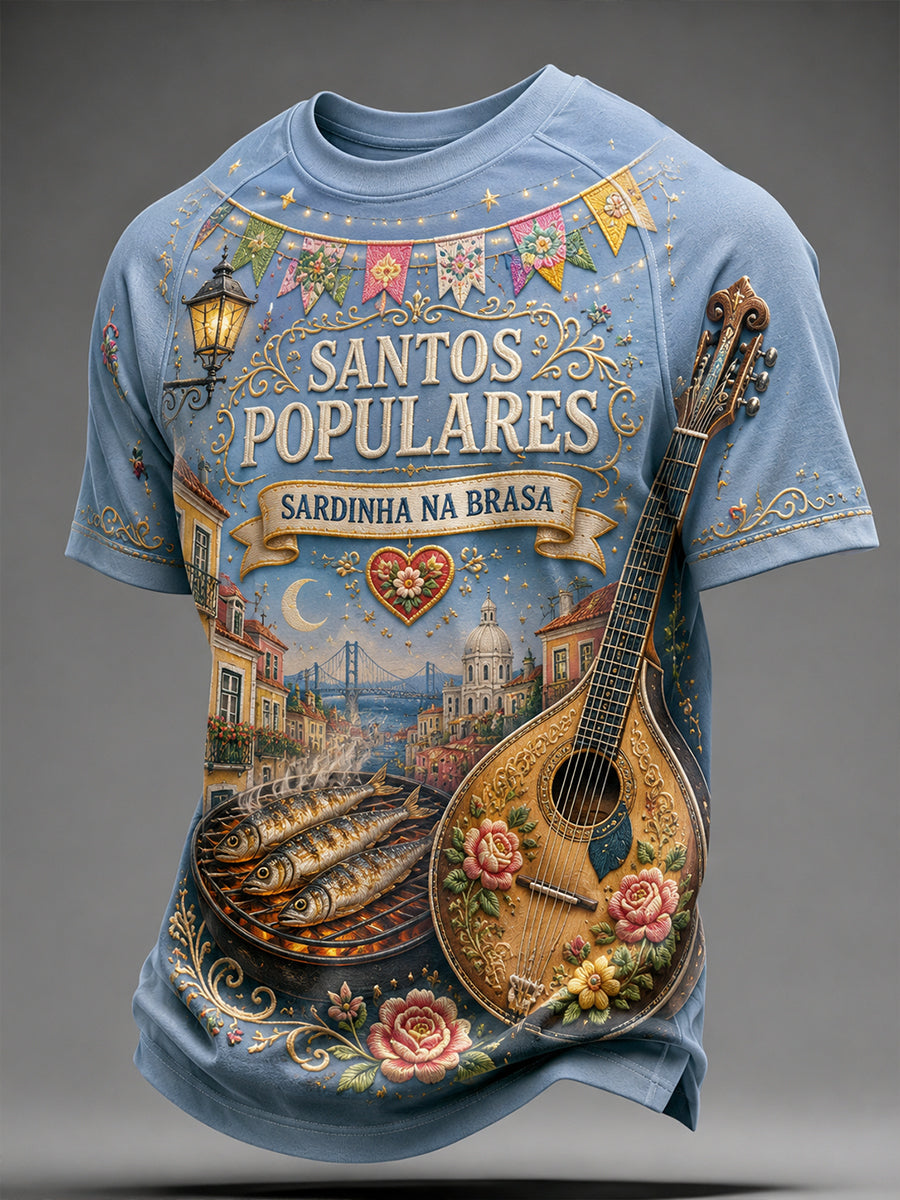 Homem Dia de Santo António de Portugal Manga Curta Camiseta