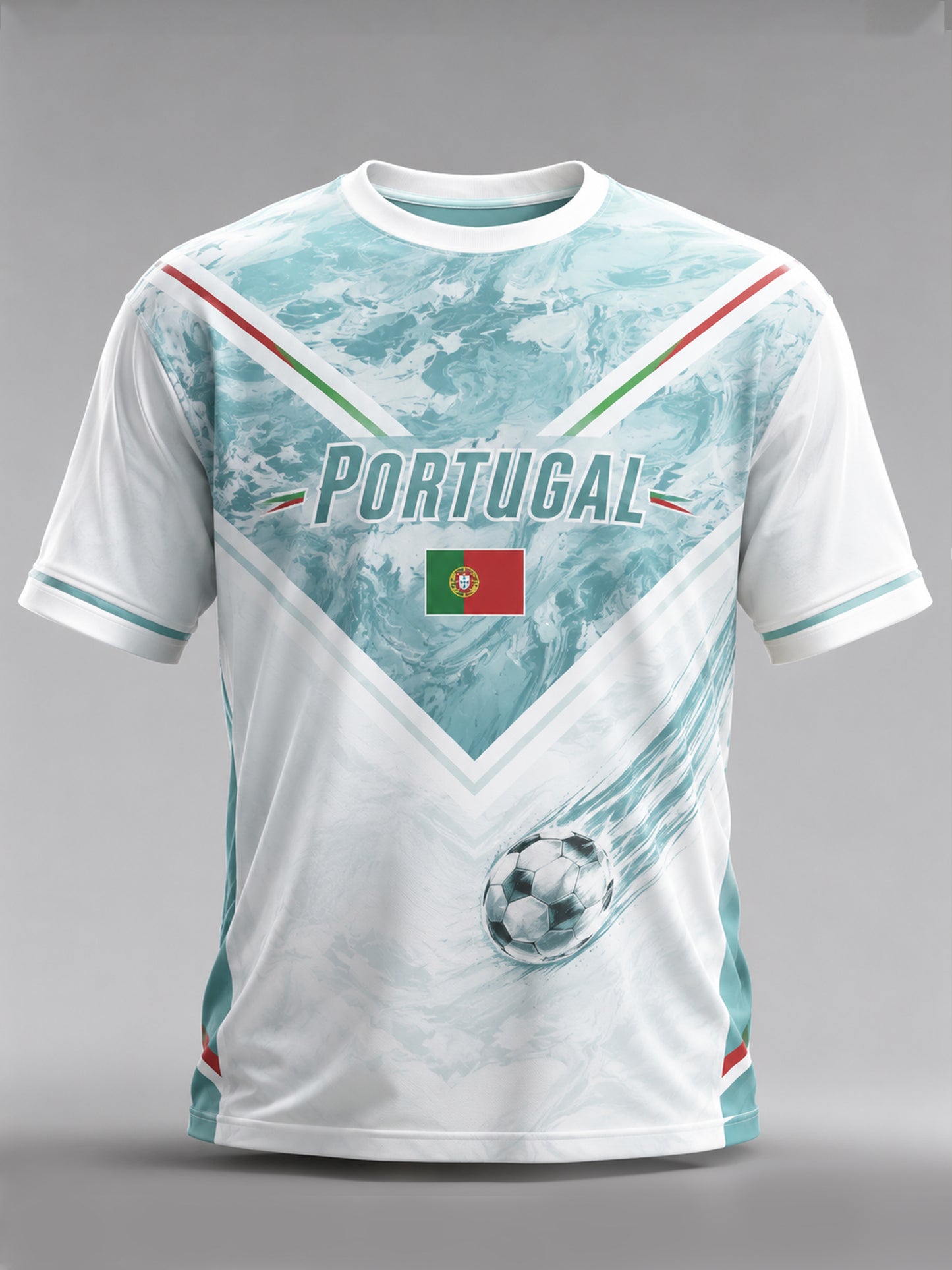 Camiseta com estampa artística de torcida para jogos de futebol da seleção portuguesa masculina