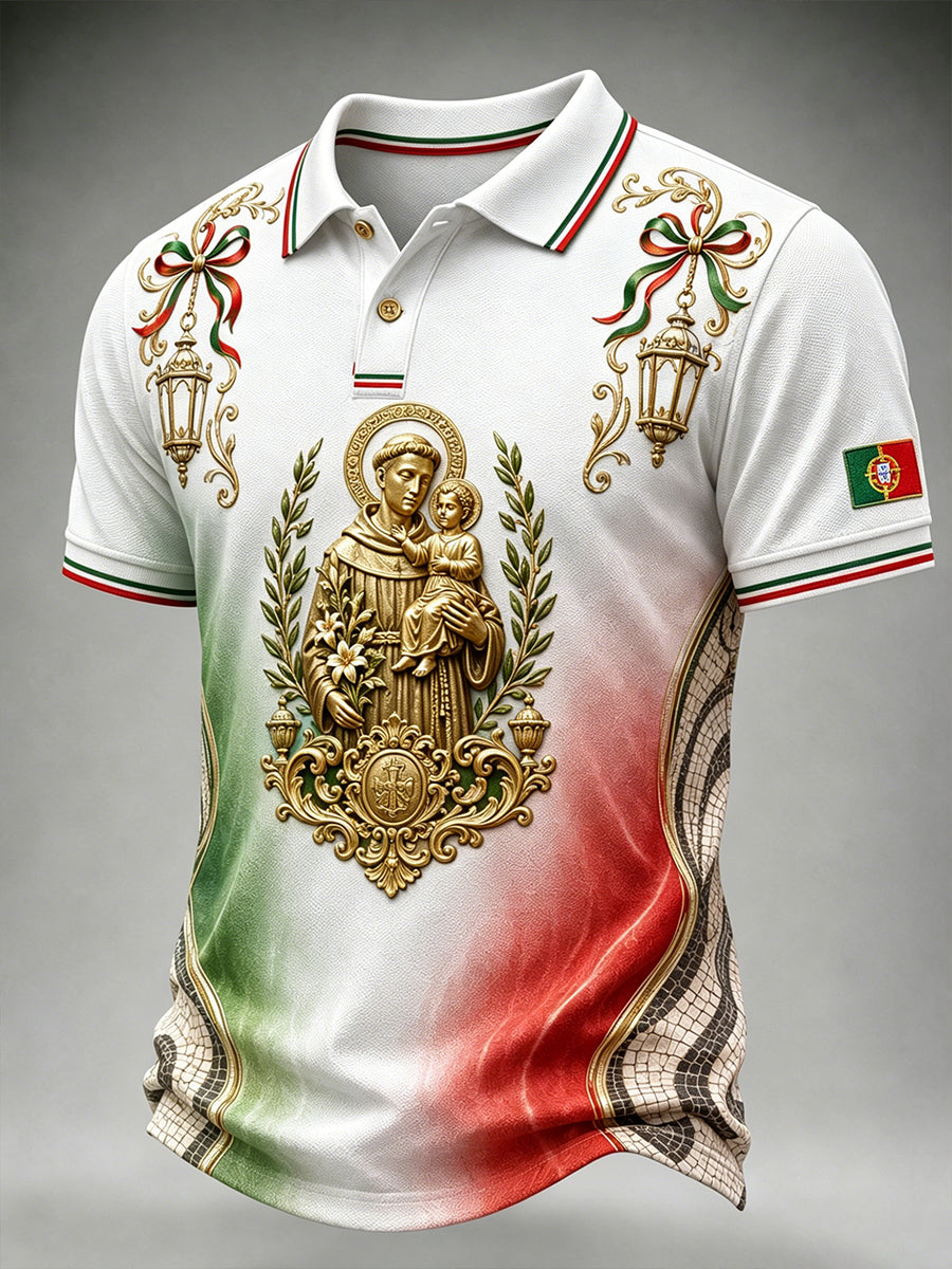 Camisa de Manga Curta de Portugal para o Dia de Santo Antônio Masculina