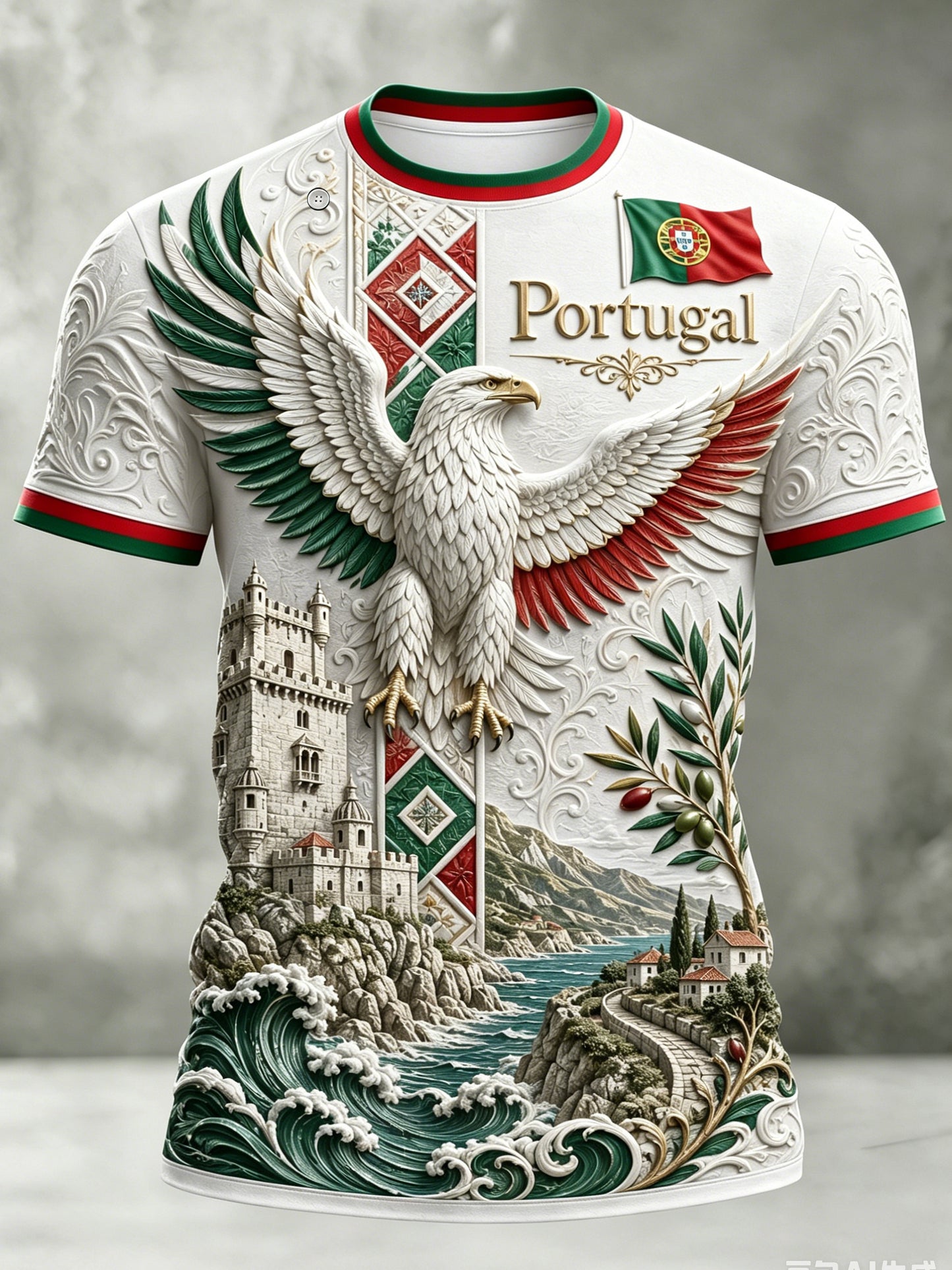 Men's Portugal Football Match Cheering Art Print T-shirt