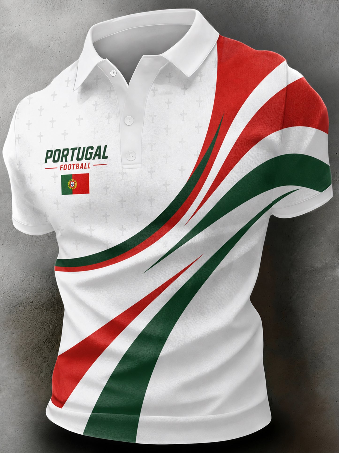 Camisa polo com estampa artística para torcida de futebol da seleção portuguesa masculina