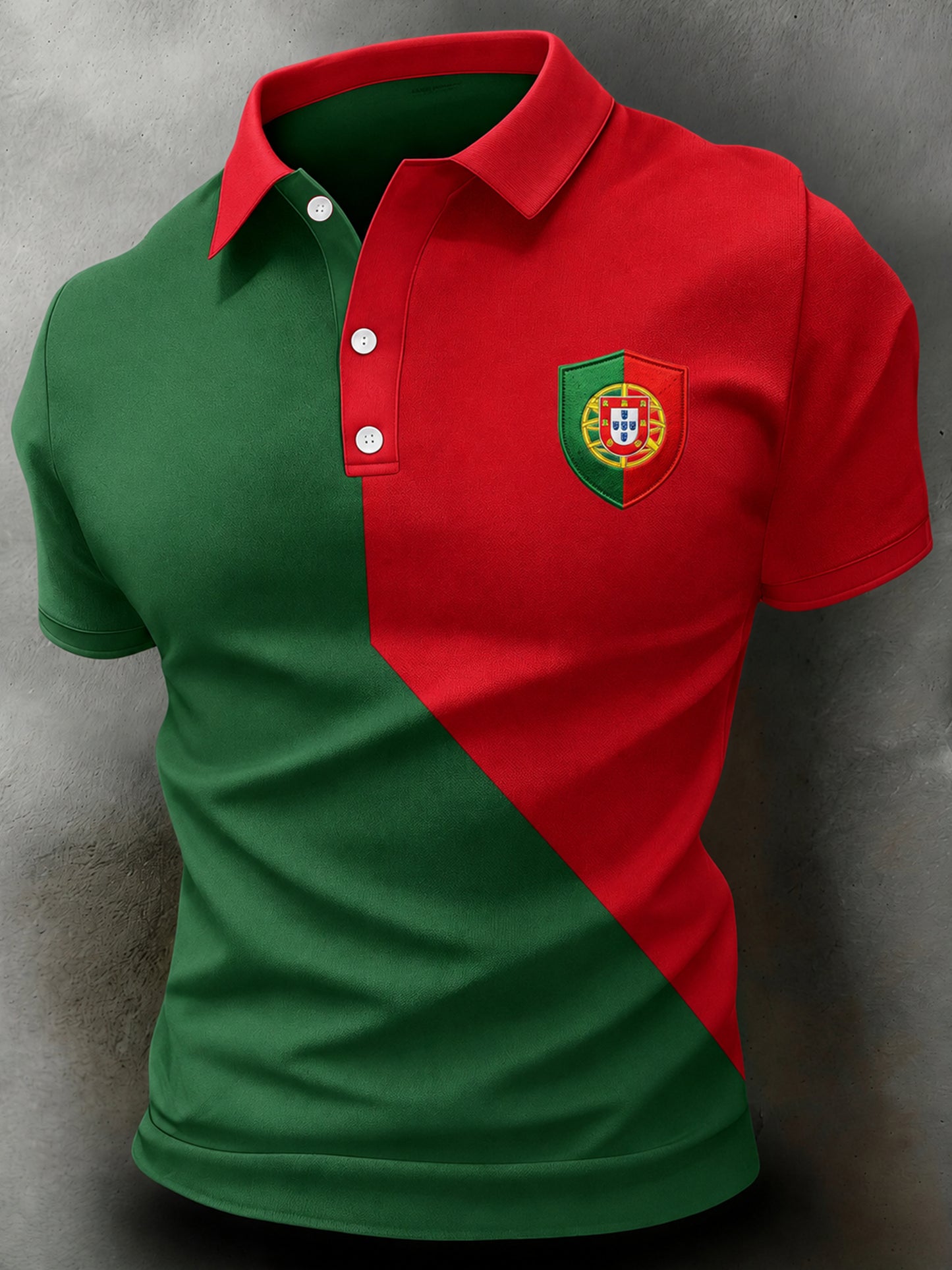 Camisa polo com estampa artística para torcida de futebol da seleção portuguesa masculina