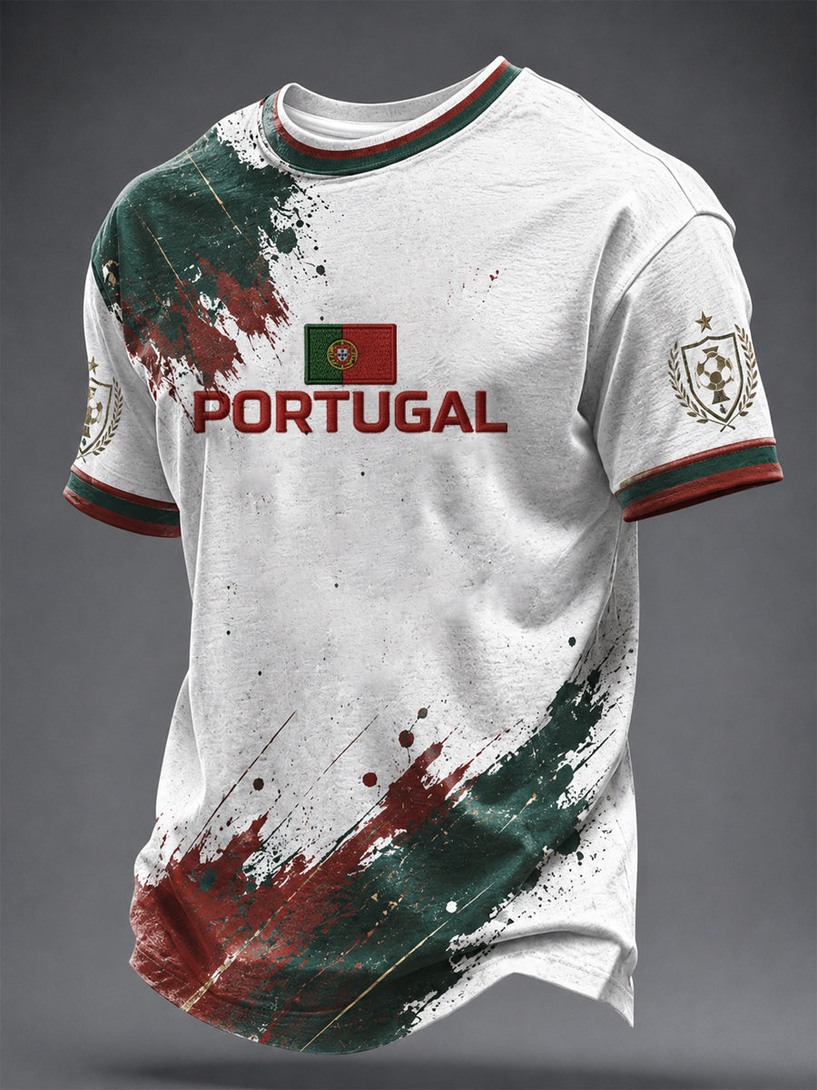 Camiseta masculina estampada com futebol português