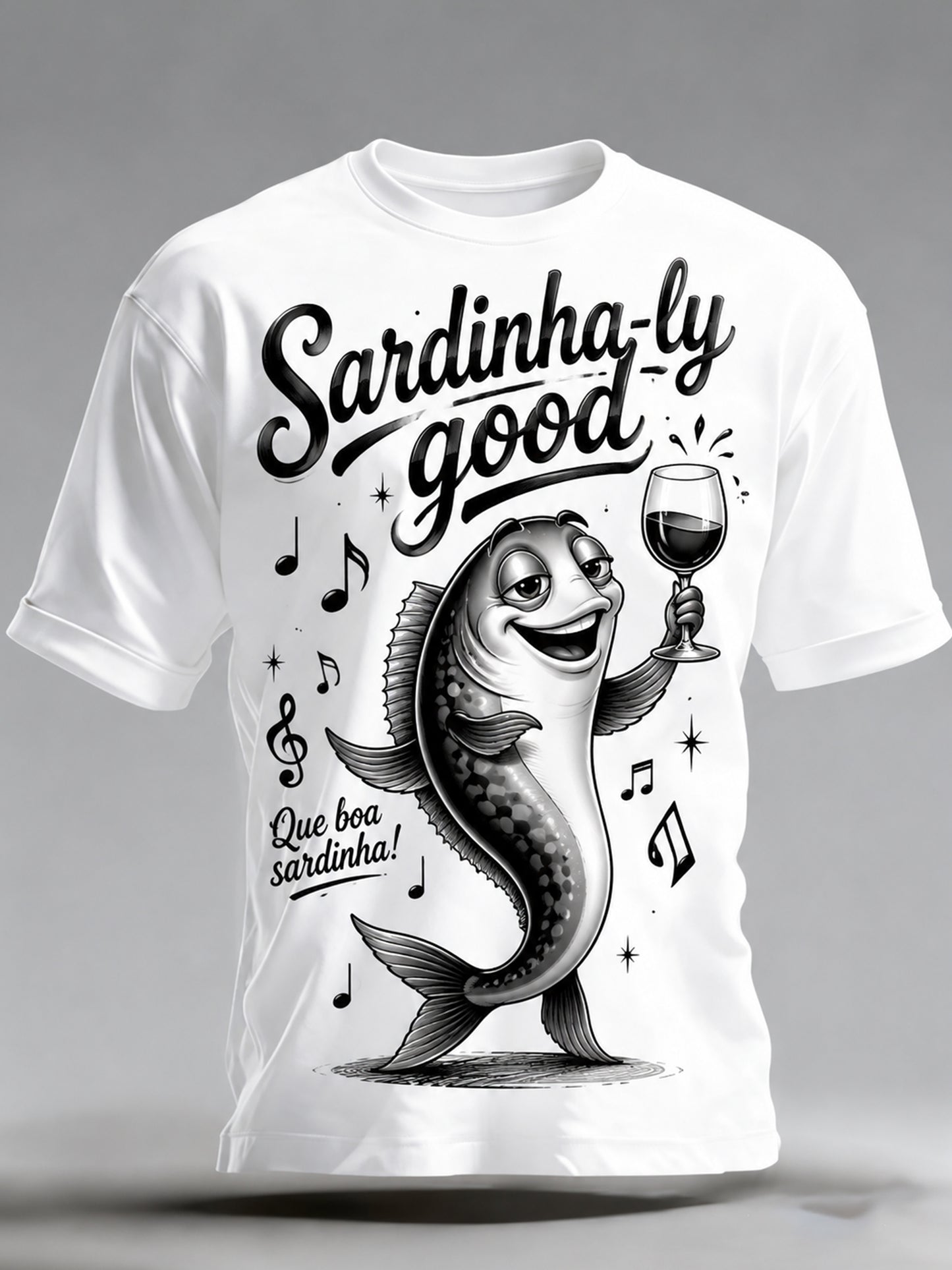 Camiseta Masculina com Estampa Artística de Elementos do Dia de Santo Antônio Português