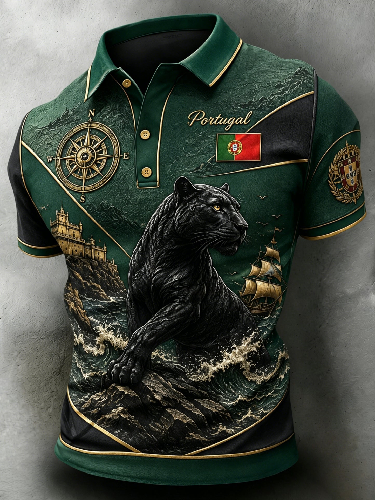 Jogo de Futebol Português Masculino Cheering Element Polo Art Print
