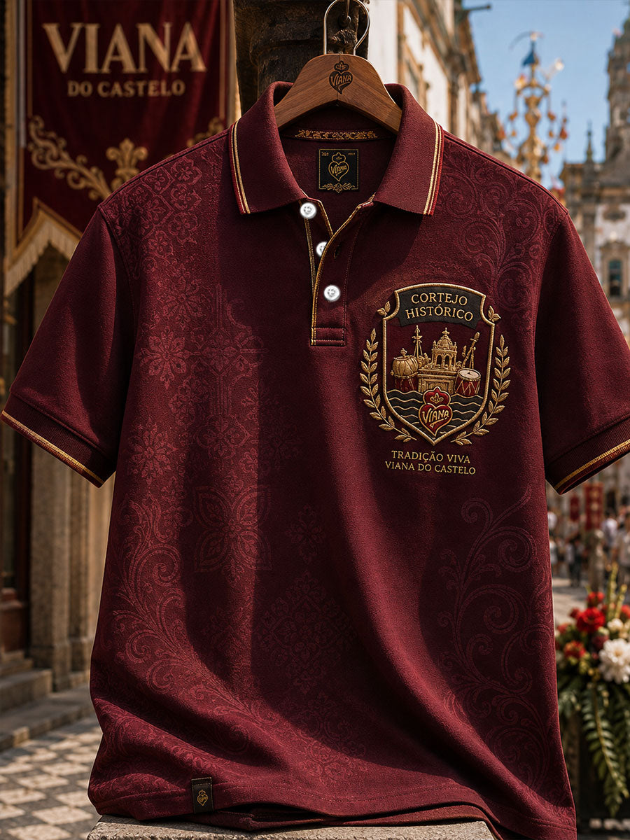 Camisas Casuais Estampadas com Arte das Festas de Agonia de Portugal para Homens