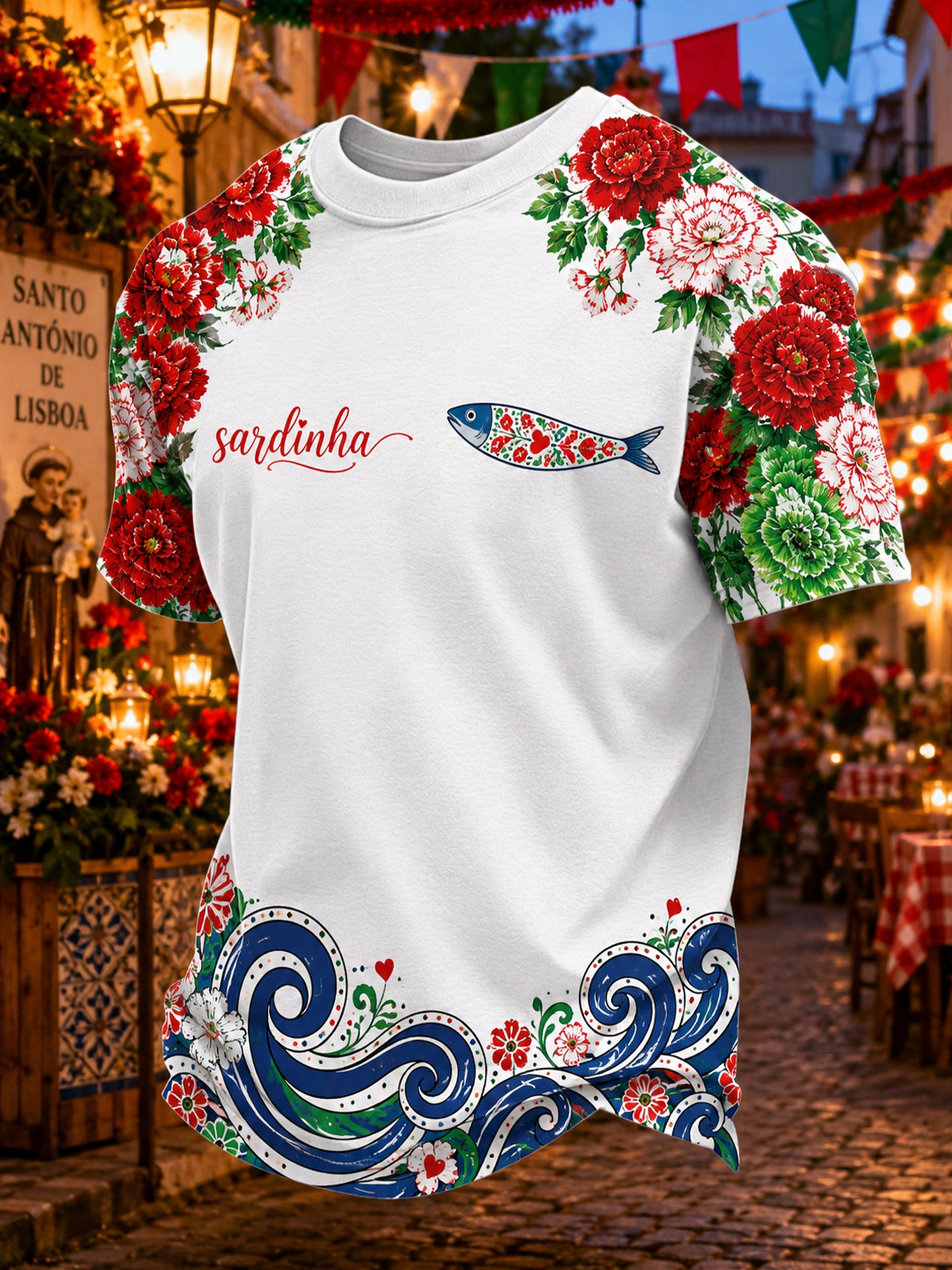 Camiseta com Estampa Artística Masculina do Dia de São Antônio em Português